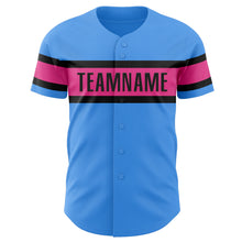 Load image into Gallery viewer, Custom Electric Blue Pink-Black Authentic Baseball Jersey
