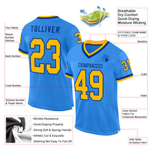 Load image into Gallery viewer, Custom Powder Blue Gold-Royal Mesh Authentic Throwback Football Jersey
