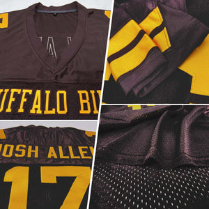 Custom Brown Gold Mesh Authentic Football Jersey