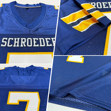 Custom Navy White-Gold Mesh Authentic Football Jersey - Fcustom