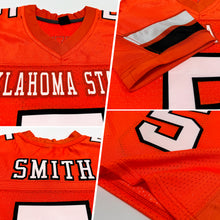 Load image into Gallery viewer, Custom Orange White-Black Mesh Authentic Football Jersey
