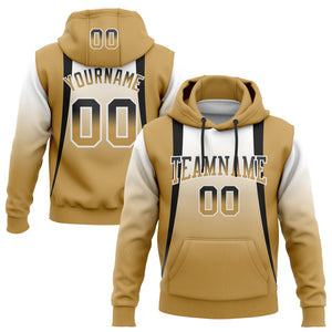 Custom Stitched White Black-Old Gold Fade Fashion Line Sports Pullover Sweatshirt Hoodie