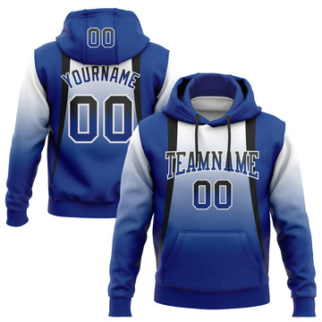 Custom Stitched White Black-Royal Fade Fashion Line Sports Pullover Sweatshirt Hoodie