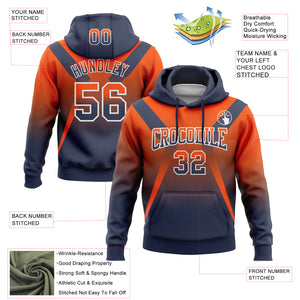 Custom Stitched Orange Navy-White Fade Fashion Arrow Sports Pullover Sweatshirt Hoodie