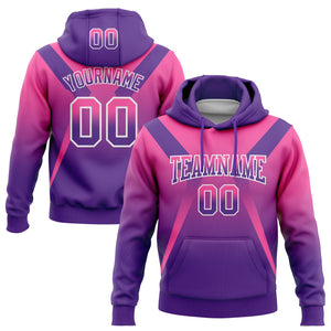 Custom Stitched Pink Purple-White Fade Fashion Arrow Sports Pullover Sweatshirt Hoodie