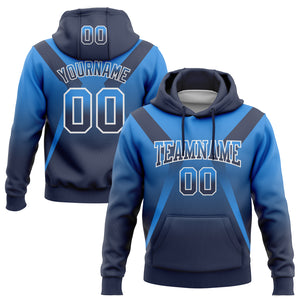 Custom Stitched Powder Blue Navy-White Fade Fashion Arrow Sports Pullover Sweatshirt Hoodie