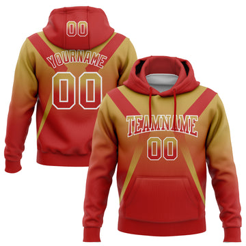 Custom Stitched Old Gold Red-White Fade Fashion Arrow Sports Pullover Sweatshirt Hoodie