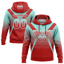 Load image into Gallery viewer, Custom Stitched Ice Blue Red-White Fade Fashion Arrow Sports Pullover Sweatshirt Hoodie
