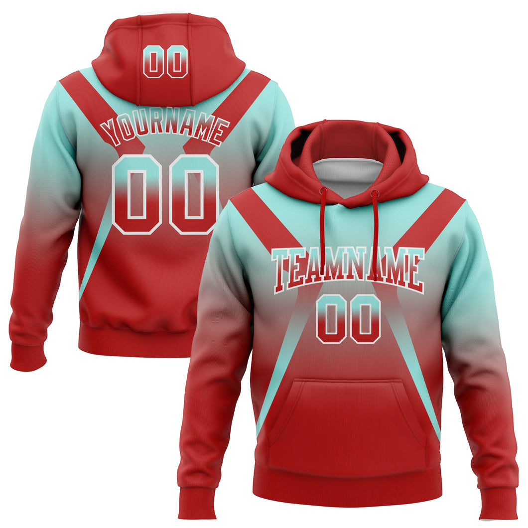 Custom Stitched Ice Blue Red-White Fade Fashion Arrow Sports Pullover Sweatshirt Hoodie