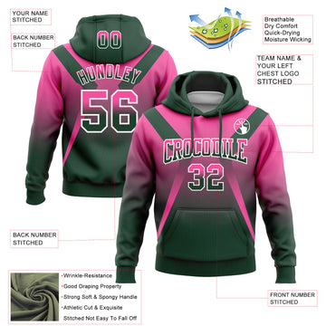 Custom Stitched Pink Green-White Fade Fashion Arrow Sports Pullover Sweatshirt Hoodie