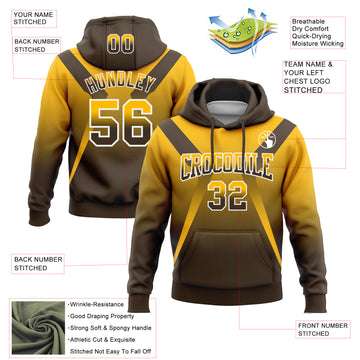 Custom Stitched Gold Brown-White Fade Fashion Arrow Sports Pullover Sweatshirt Hoodie