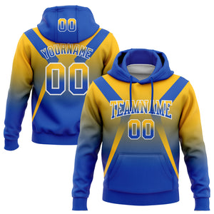 Custom Stitched Gold Thunder Blue-White Fade Fashion Arrow Sports Pullover Sweatshirt Hoodie