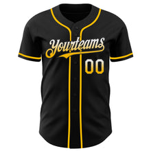 Load image into Gallery viewer, Custom Black White-Gold Authentic Fade Fashion Baseball Jersey
