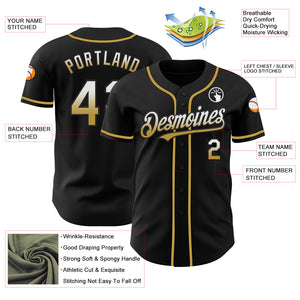 Custom Black White-Old Gold Authentic Fade Fashion Baseball Jersey