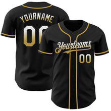 Load image into Gallery viewer, Custom Black White-Old Gold Authentic Fade Fashion Baseball Jersey
