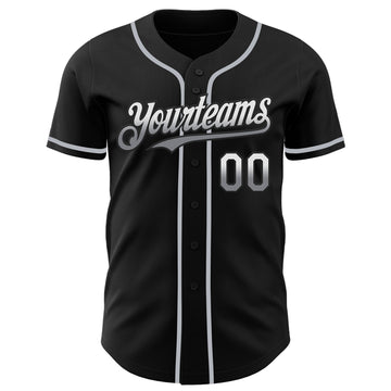 Custom Black White-Gray Authentic Fade Fashion Baseball Jersey