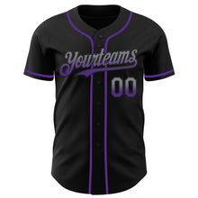 Load image into Gallery viewer, Custom Black Gray-Purple Authentic Fade Fashion Baseball Jersey
