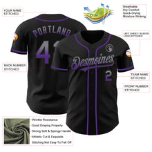 Load image into Gallery viewer, Custom Black Gray-Purple Authentic Fade Fashion Baseball Jersey
