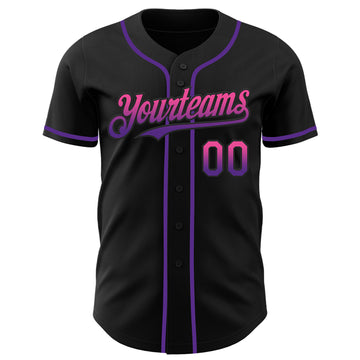 Custom Black Pink-Purple Authentic Fade Fashion Baseball Jersey