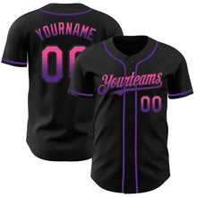 Load image into Gallery viewer, Custom Black Pink-Purple Authentic Fade Fashion Baseball Jersey
