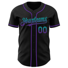 Load image into Gallery viewer, Custom Black Teal-Purple Authentic Fade Fashion Baseball Jersey
