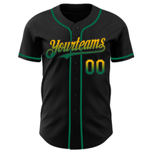 Load image into Gallery viewer, Custom Black Gold-Kelly Green Authentic Fade Fashion Baseball Jersey
