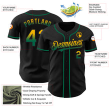 Load image into Gallery viewer, Custom Black Gold-Kelly Green Authentic Fade Fashion Baseball Jersey
