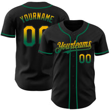 Load image into Gallery viewer, Custom Black Gold-Kelly Green Authentic Fade Fashion Baseball Jersey
