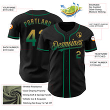 Load image into Gallery viewer, Custom Black Old Gold-Kelly Green Authentic Fade Fashion Baseball Jersey
