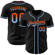 Load image into Gallery viewer, Custom Black Orange-Light Blue Authentic Fade Fashion Baseball Jersey
