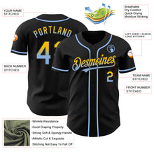 Load image into Gallery viewer, Custom Black Yellow-Light Blue Authentic Fade Fashion Baseball Jersey
