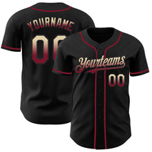 Load image into Gallery viewer, Custom Black Cream-Crimson Authentic Fade Fashion Baseball Jersey
