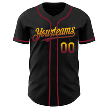 Load image into Gallery viewer, Custom Black Gold-Crimson Authentic Fade Fashion Baseball Jersey
