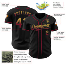 Load image into Gallery viewer, Custom Black Old Gold-Crimson Authentic Fade Fashion Baseball Jersey
