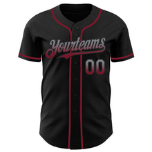 Load image into Gallery viewer, Custom Black Gray-Crimson Authentic Fade Fashion Baseball Jersey
