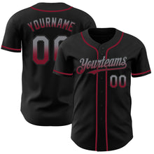 Load image into Gallery viewer, Custom Black Gray-Crimson Authentic Fade Fashion Baseball Jersey
