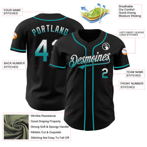 Custom Black White-Teal Authentic Fade Fashion Baseball Jersey