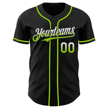 Load image into Gallery viewer, Custom Black White-Neon Green Authentic Fade Fashion Baseball Jersey
