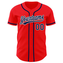 Load image into Gallery viewer, Custom Fire Red Navy-White Authentic Baseball Jersey
