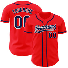 Load image into Gallery viewer, Custom Fire Red Navy-White Authentic Baseball Jersey
