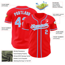 Load image into Gallery viewer, Custom Fire Red Light Blue-White Authentic Baseball Jersey
