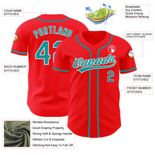 Load image into Gallery viewer, Custom Fire Red Teal-White Authentic Baseball Jersey
