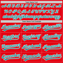 Load image into Gallery viewer, Custom Fire Red Teal-White Authentic Baseball Jersey
