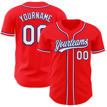 Load image into Gallery viewer, Custom Fire Red White-Royal Authentic Baseball Jersey
