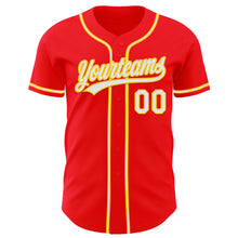 Load image into Gallery viewer, Custom Fire Red White-Yellow Authentic Baseball Jersey
