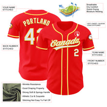 Load image into Gallery viewer, Custom Fire Red White-Yellow Authentic Baseball Jersey
