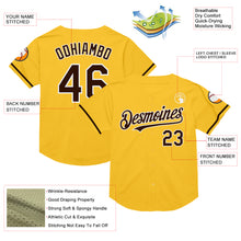 Load image into Gallery viewer, Custom Gold Brown-White Mesh Authentic Throwback Baseball Jersey
