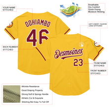 Load image into Gallery viewer, Custom Gold Crimson-White Mesh Authentic Throwback Baseball Jersey
