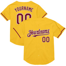 Load image into Gallery viewer, Custom Gold Crimson-White Mesh Authentic Throwback Baseball Jersey
