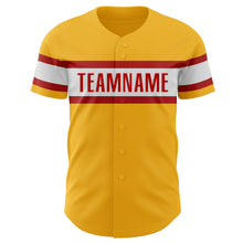 Load image into Gallery viewer, Custom Gold Red-White Authentic Baseball Jersey
